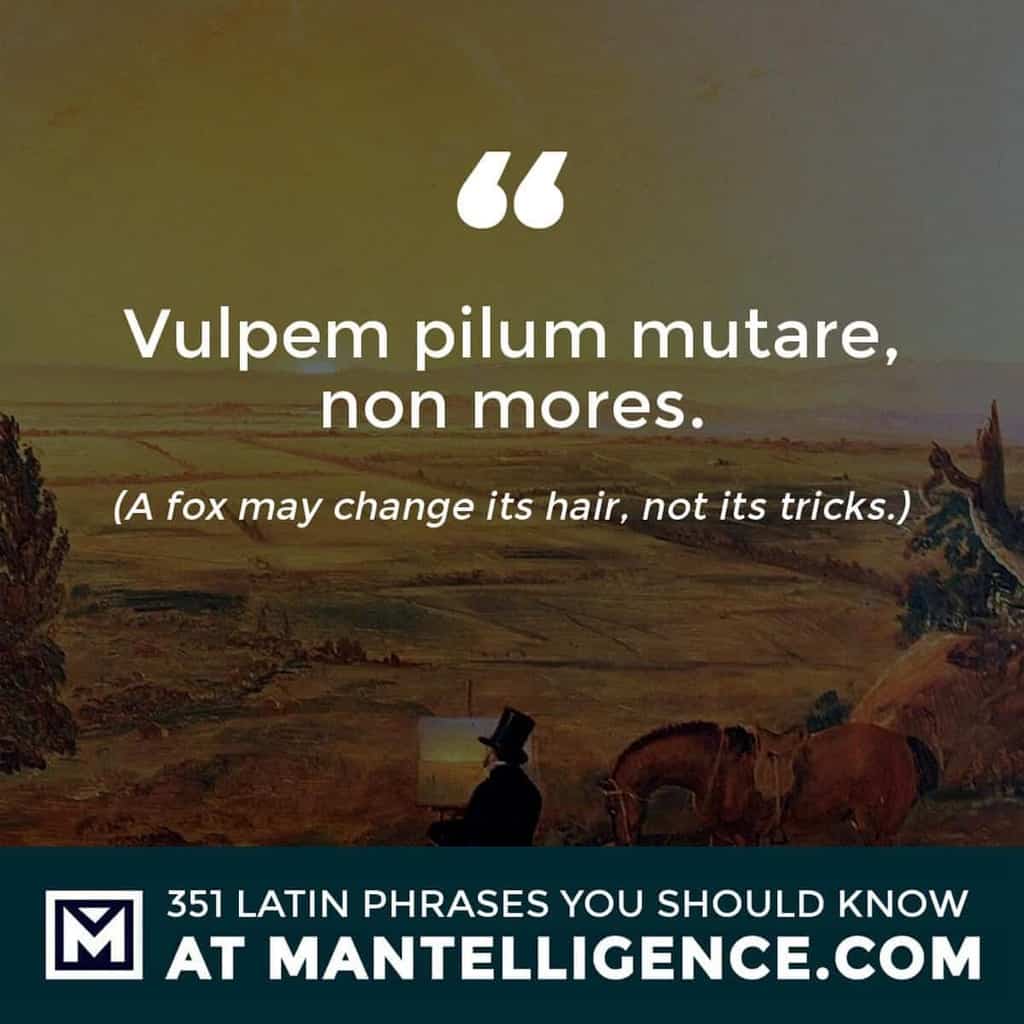 latin quotes - Vulpem pilum mutare, non mores. - A fox may change its hair, not its tricks.