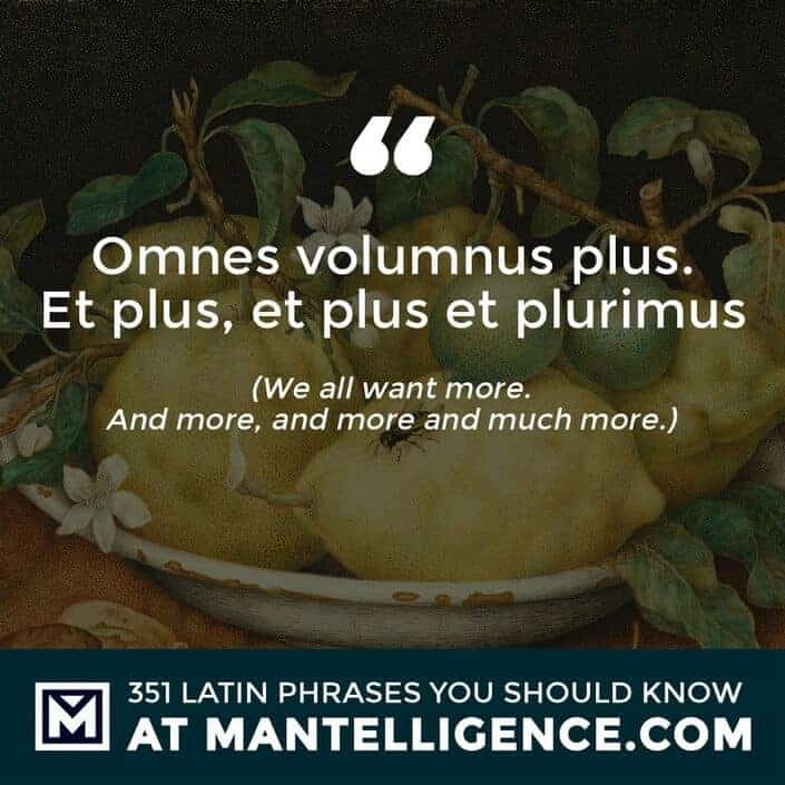 Omnes volumnus plus. Et plus, et plus et plurimus - We all want more. And more, and more and much more.