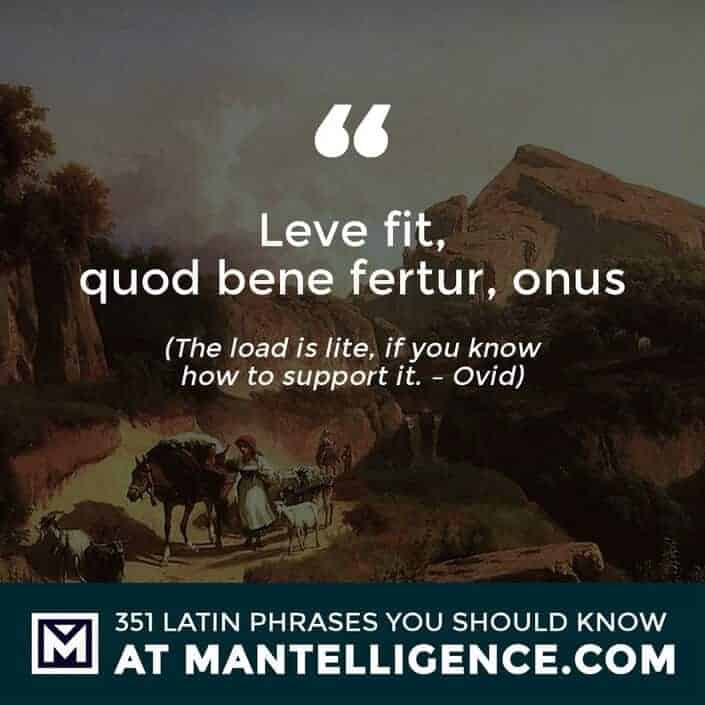 Leve fit, quod bene fertur, onus - The load is lite, if you know how to support it. - Ovid