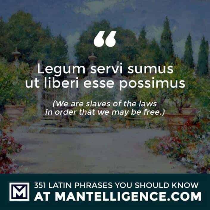 latin quotes - Legum servi sumus ut liberi esse possimus - We are slaves of the laws in order that we may be free.