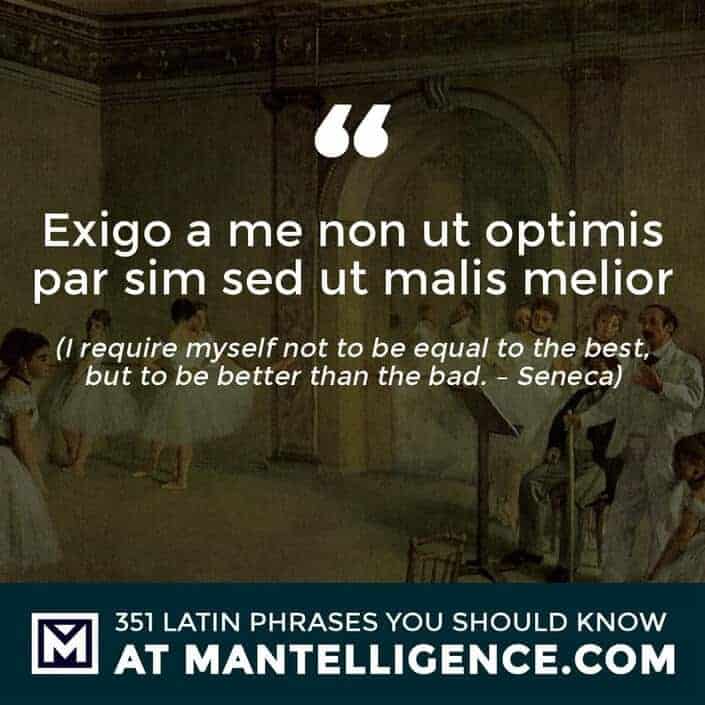 Exigo a me non ut optimis par sim sed ut malis melior - I require myself not to be equal to the best, but to be better than the bad. - Seneca