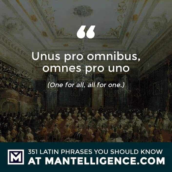 Unus pro omnibus, omnes pro uno - One for all, all for one.
