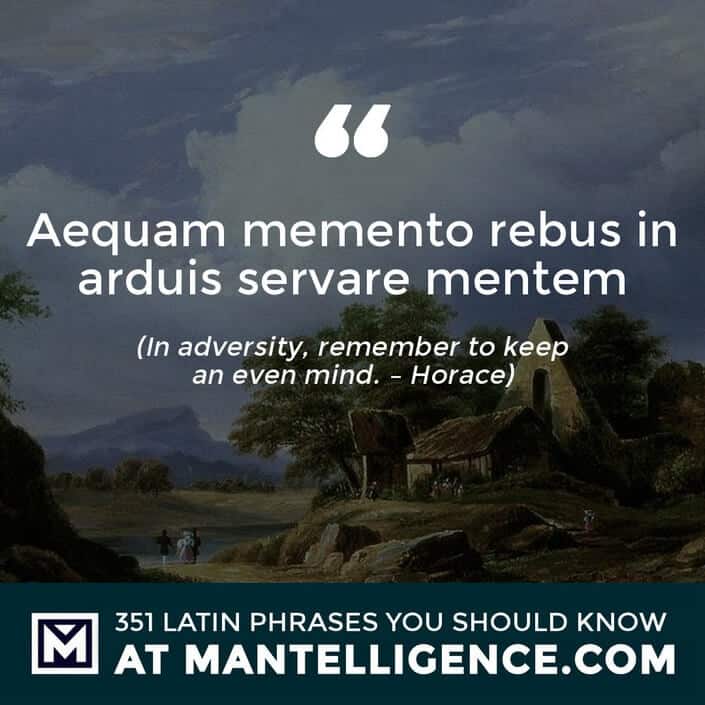 Aequam memento rebus in arduis servare mentem - In adversity, remember to keep an even mind. - Horace
