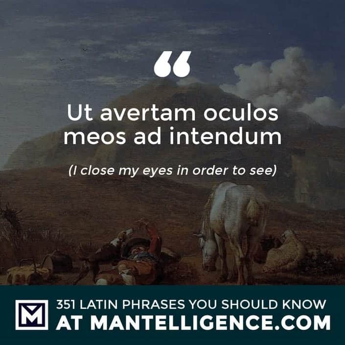 latin quotes - Ut avertam oculos meos ad intendum - I close my eyes in order to see