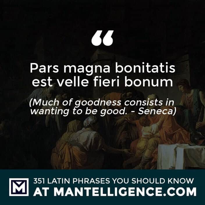 latin quotes - Pars magna bonitatis est velle fieri bonum - Much of goodness consists in wanting to be good. - Seneca