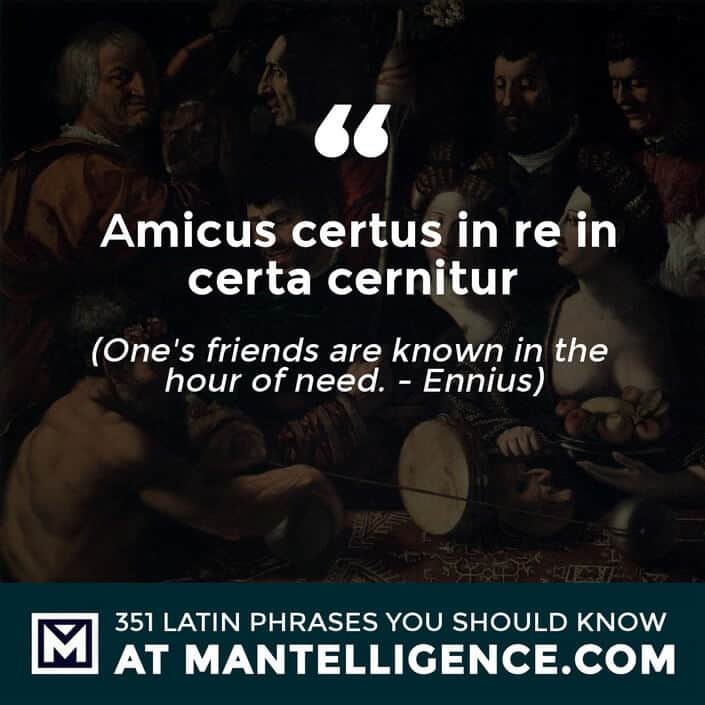 latin quotes - Amicus certus in re incerta cernitur - One's friends are known in the hour of need. - Ennius
