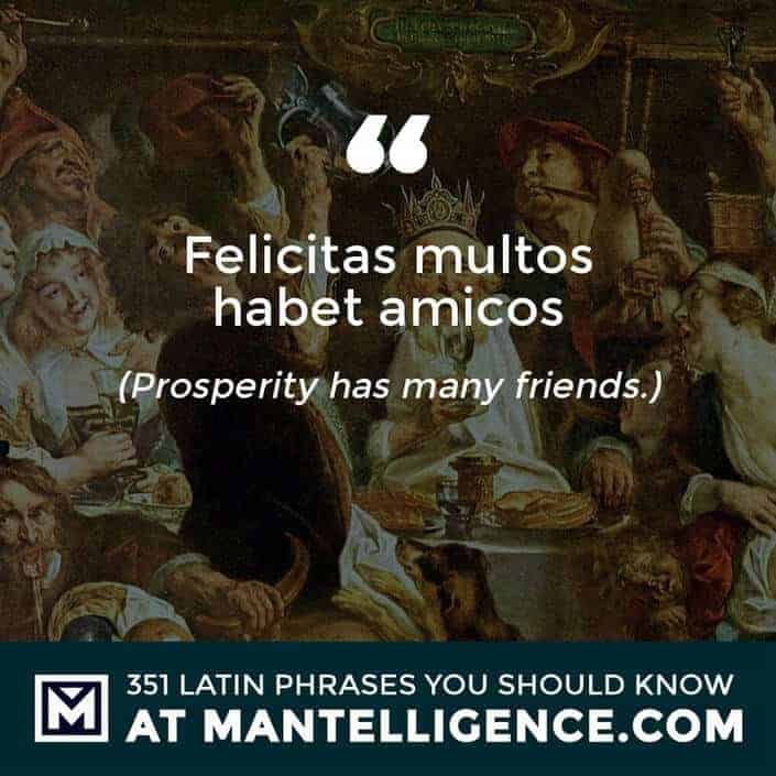 Felicitas multos habet amicos - Prosperity has many friends.