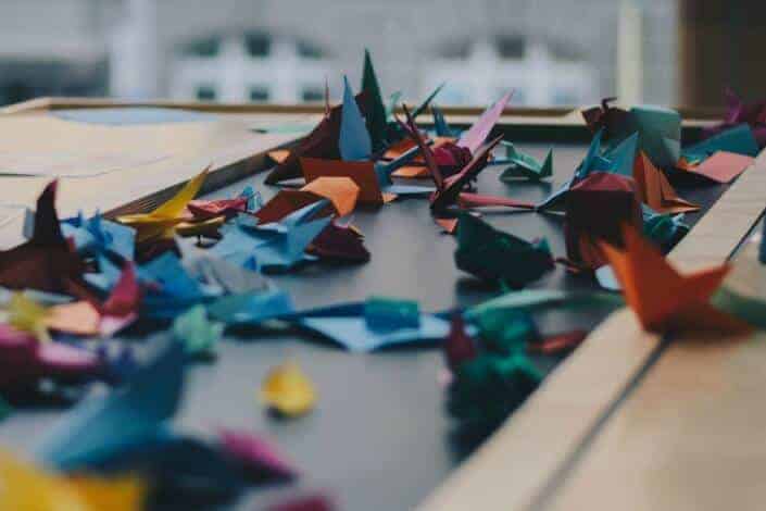 assorted-color origami on table