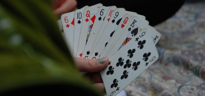 Playing cards in the hand