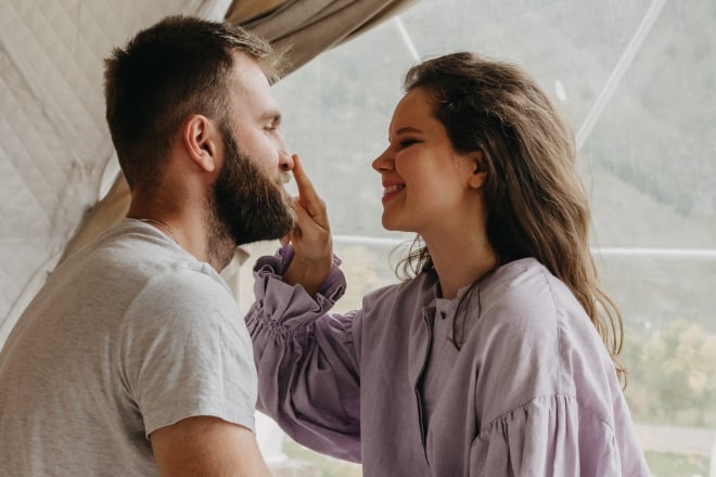 Girl Touching Her Guy's Nose - Relationship Anarchy